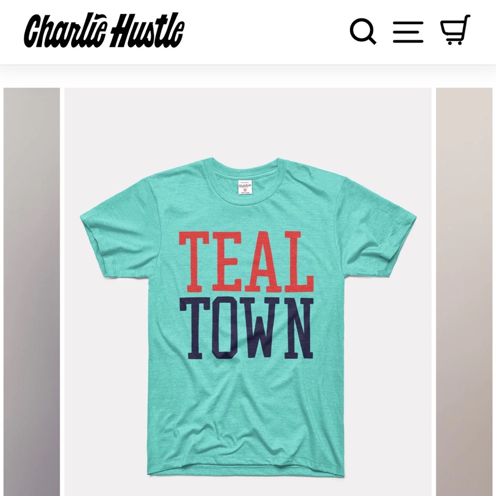 Charlie Hustle Women's Teal "TEAL TOWN" Short Sleeve Tee